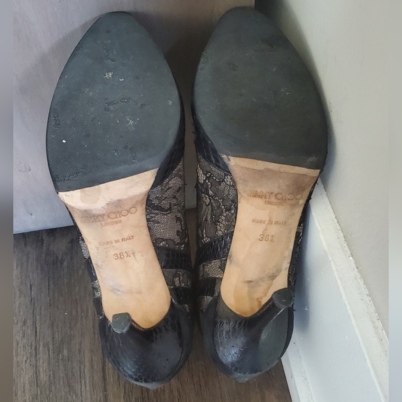 ๐ 3X HOST PICK ๐ Jimmy Choo Newton Leather/Lace/Mesh Heeled Booties - Picture 12 of 15